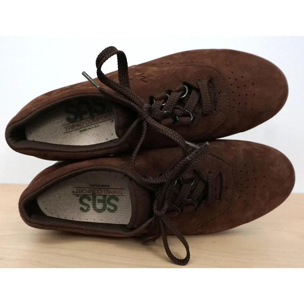 SAS Tripad Comfort Womens Brown Lace Up Suede Leather Shoes Sneakers Size 8